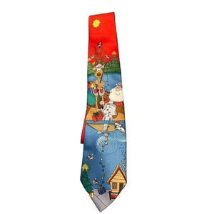 CHIRISTMAS TIE WITH RUDOLPH WITH SANTA FISHING